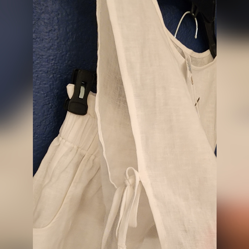 WET Monarch Ainseley High Waist Linen Blend Short Set In Gardenia White Size XS - Picture 5 of 10